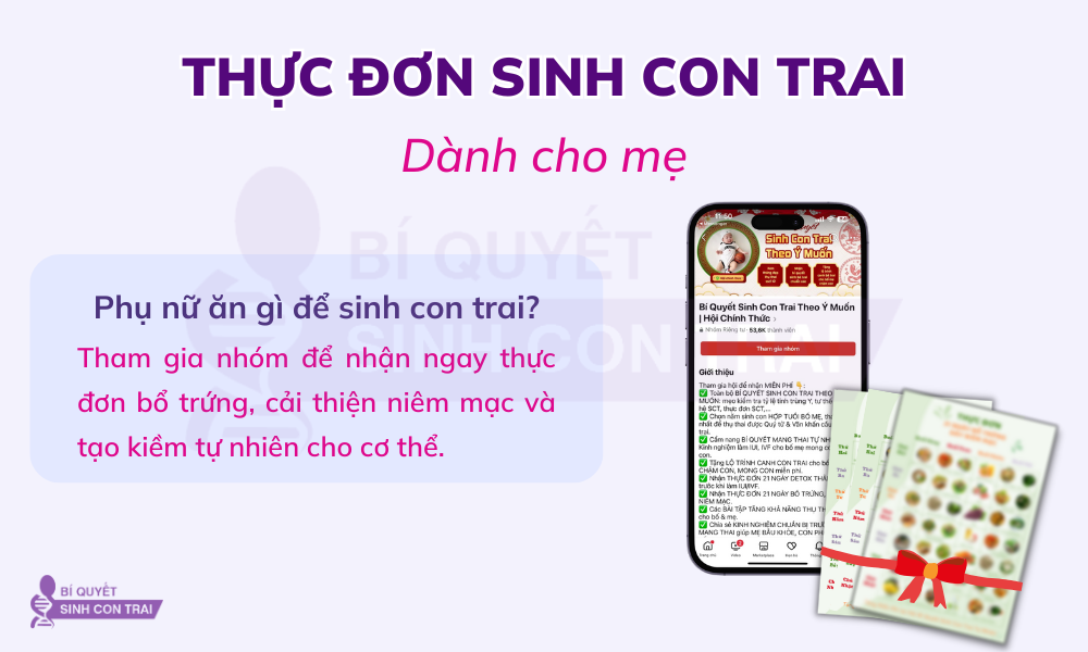 Thực đơn sinh con trai dành cho mẹ